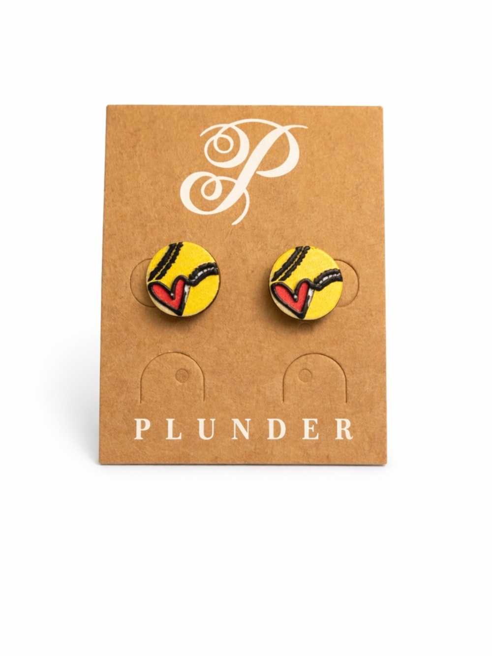 Plunder Softball Stud Earrings | Yellow Heart Lightweight